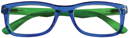 Occhiali da lettura modello Iris - blu con aste verdi Splendenti colori a contrasto