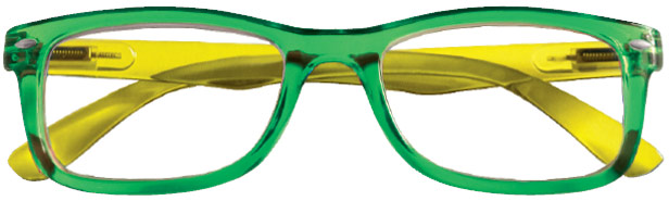 Occhiali da lettura modello Iris - verde-con aste gialle Splendenti colori a contrasto